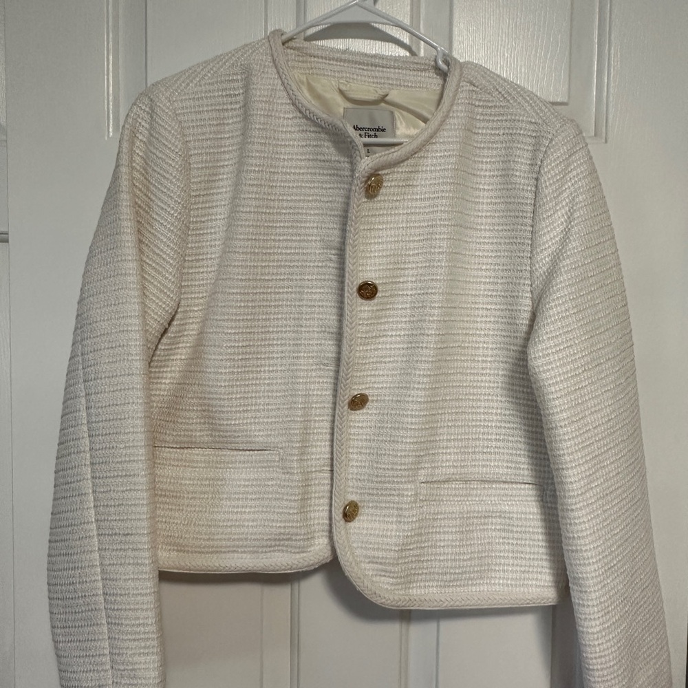 Abercrombie & Fitch Cream Blazer with Gold Accents